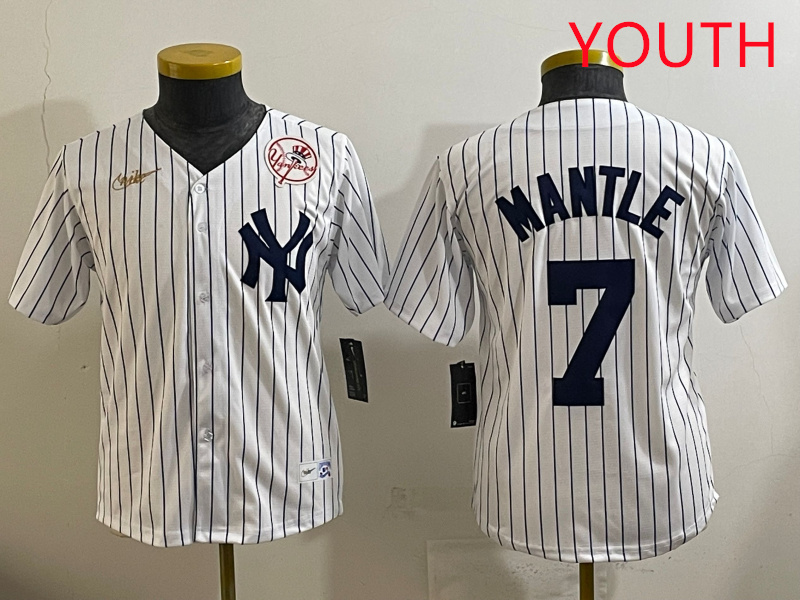 Youth New York Yankees 7 Mantle White 2025 Nike MLB jersey style 7